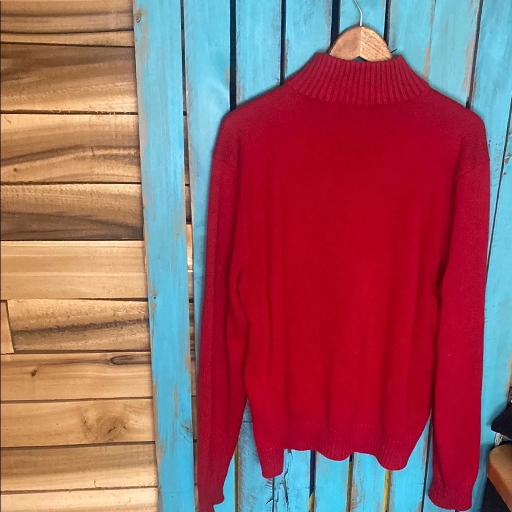 Polo Ralph Lauren Men's Red 1/4 zip pullover Sweater size XL black polo pony